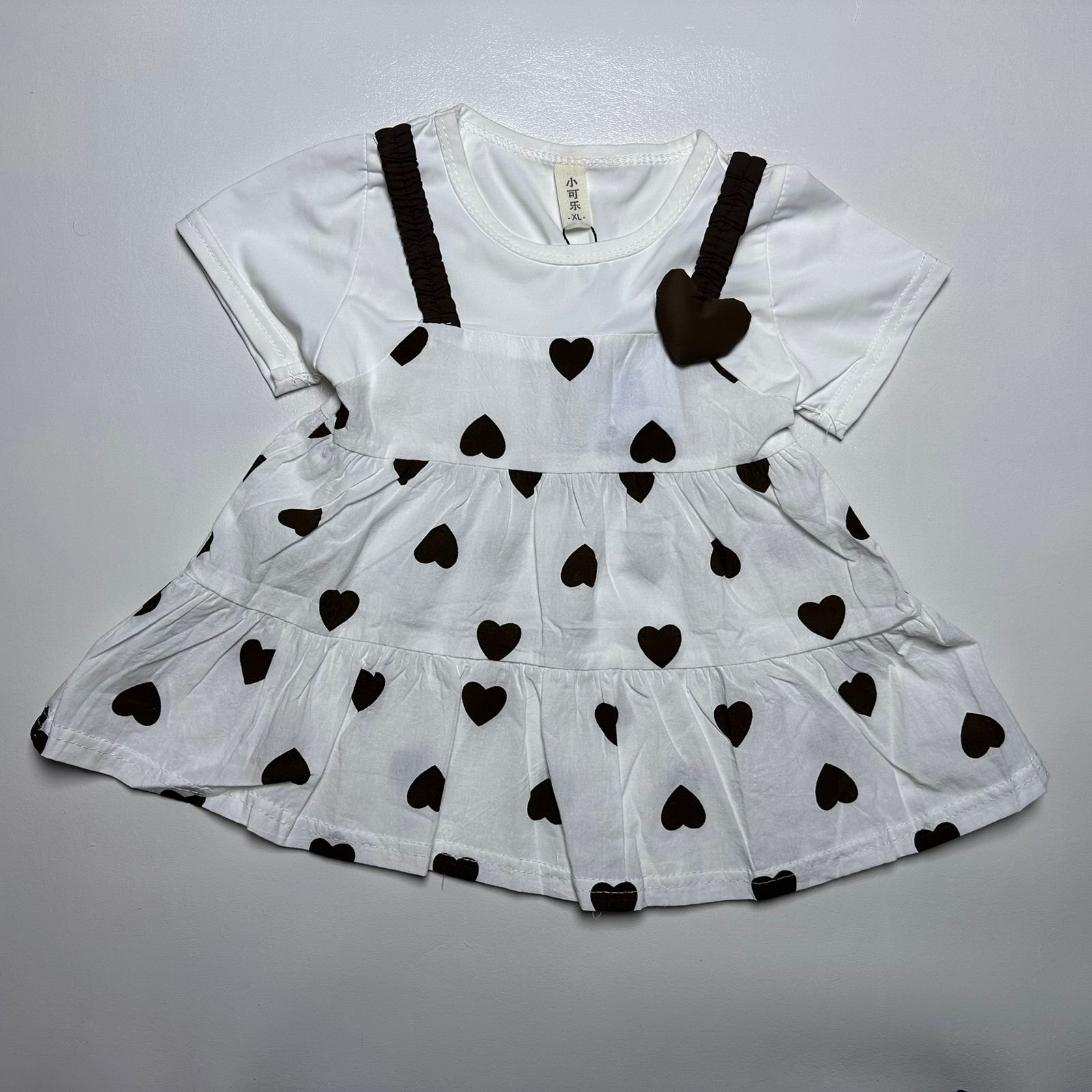 Baby Girl Heart Print Frock and Trouser Set - Image 6