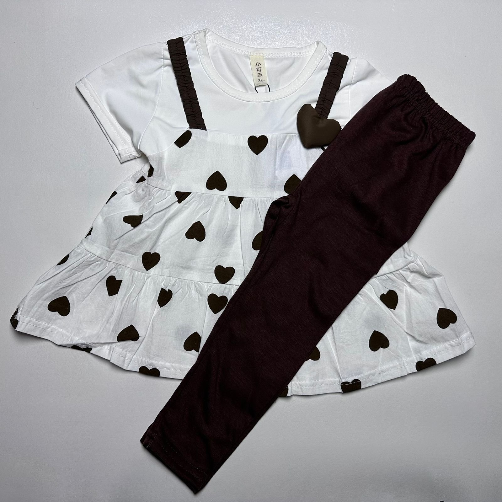 Baby Girl Heart Print Frock and Trouser Set - Image 4