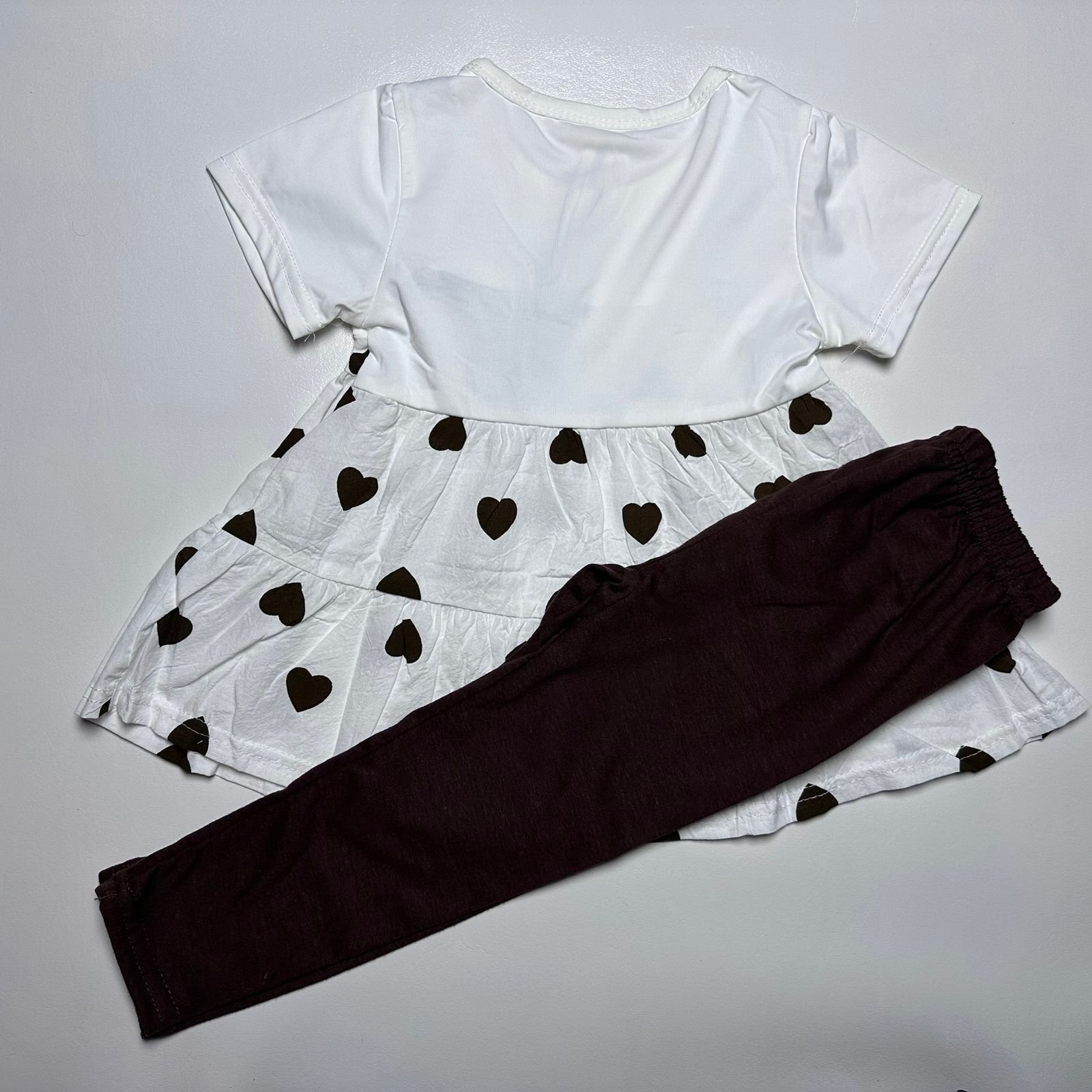 Baby Girl Heart Print Frock and Trouser Set - Image 5