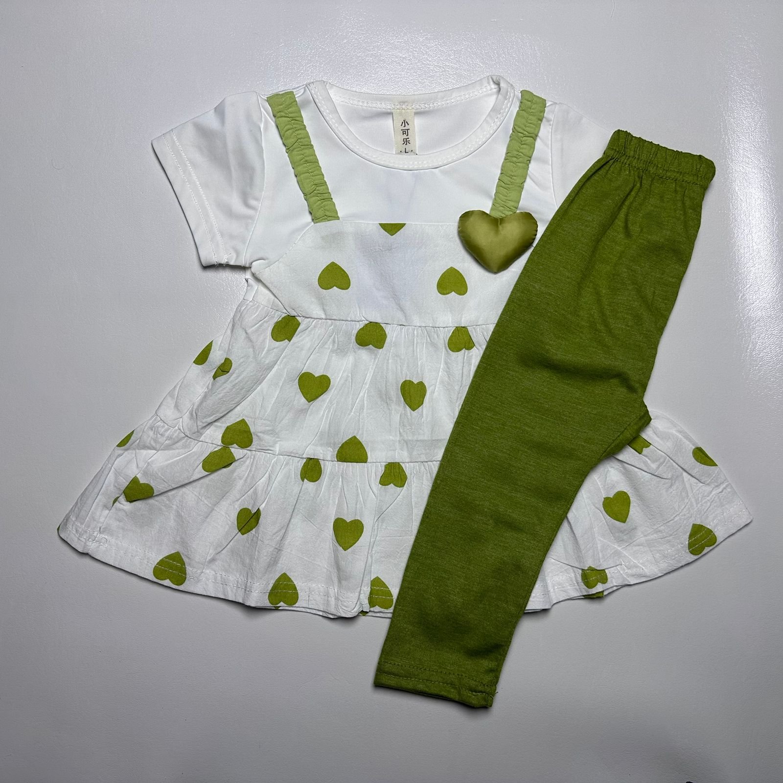 Baby Girl Heart Print Frock and Trouser Set - Image 7