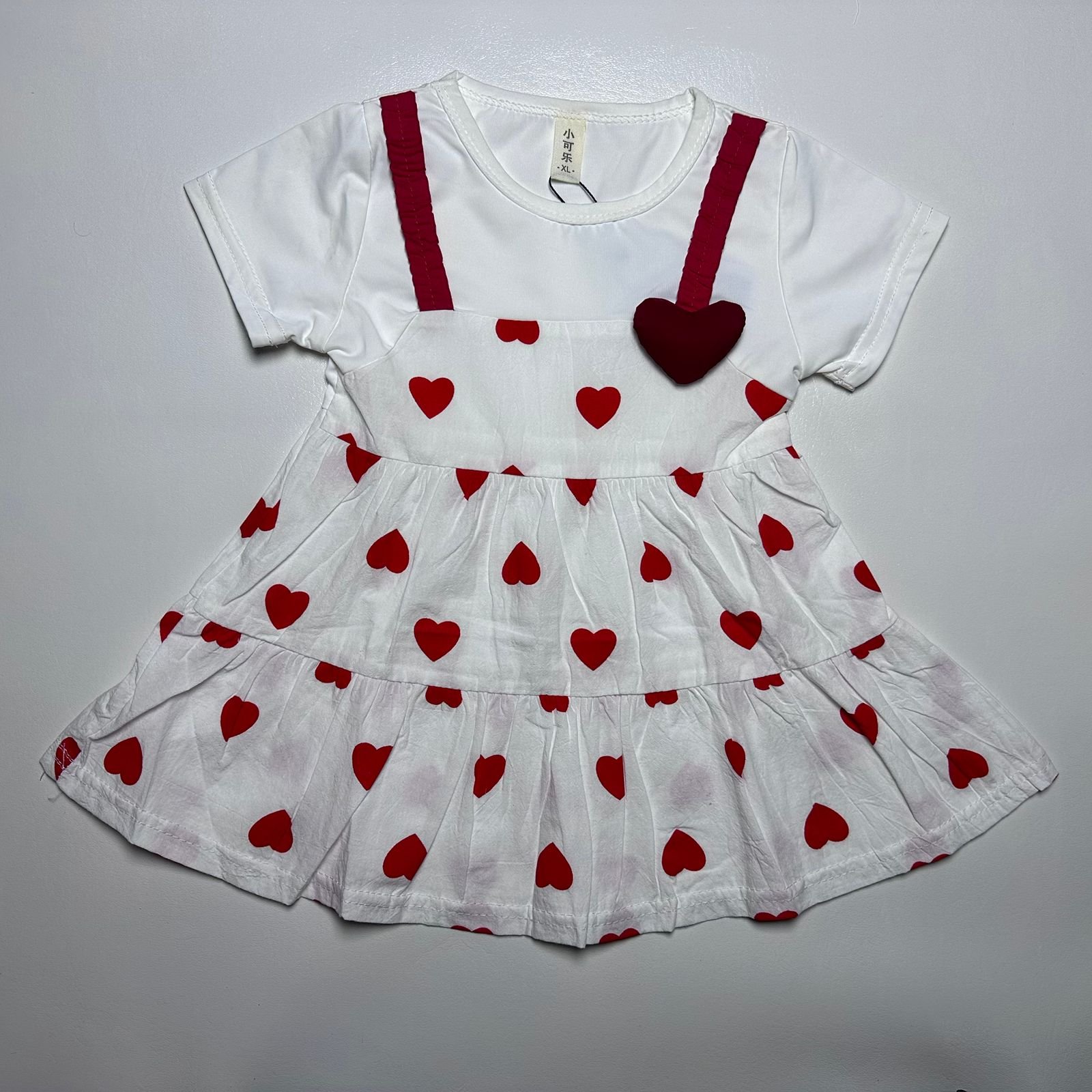 Baby Girl Heart Print Frock and Trouser Set - Image 3