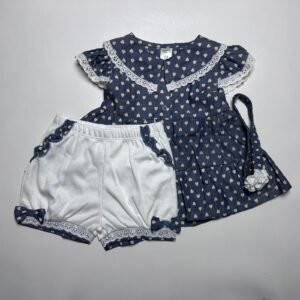 Baby Girl Navy Blue Frock and Shorts Set