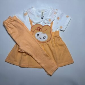 Baby Girl Cartoon Character Frock and Trouser Set