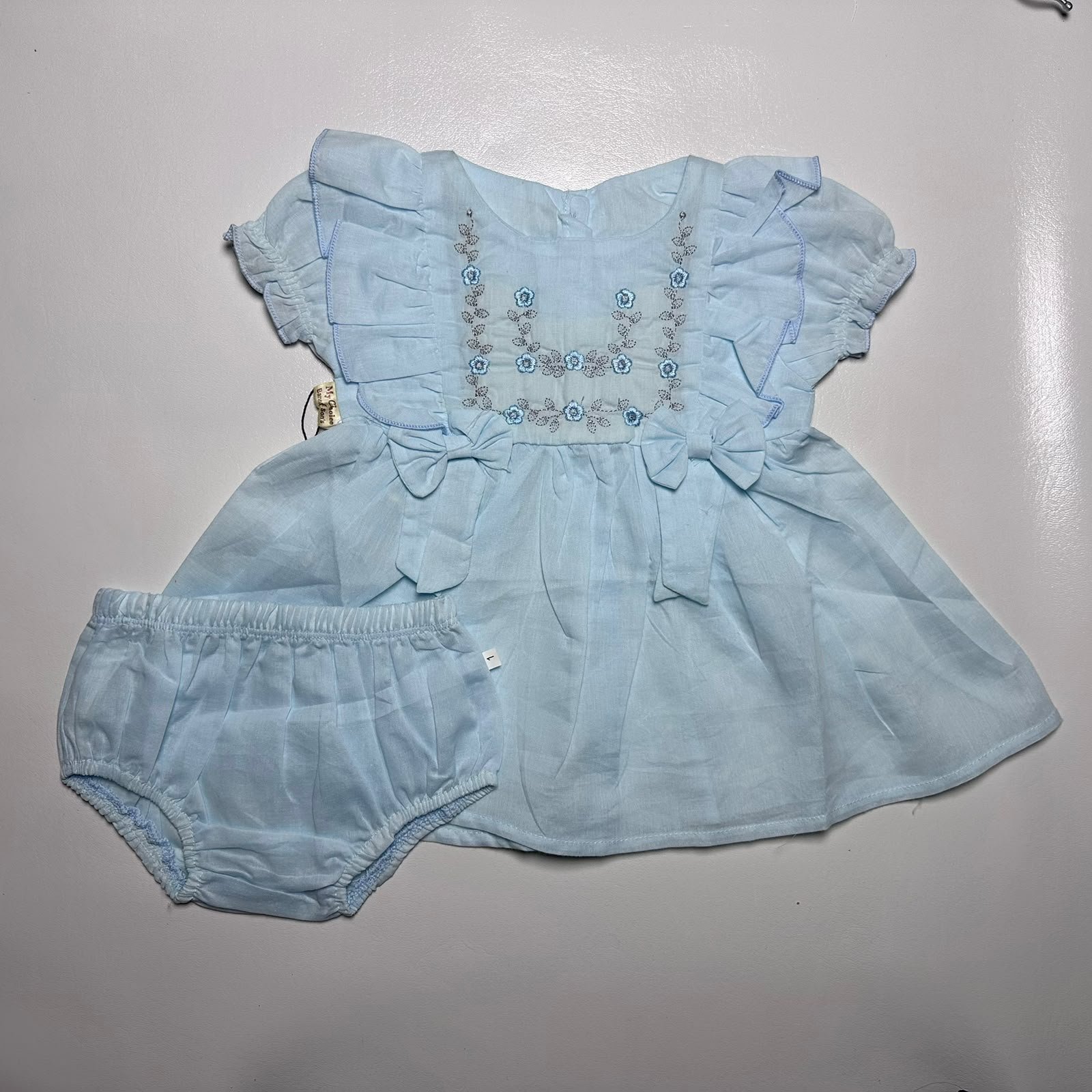 Baby Girl Embroidered Frock and Bloomer Set - Image 3
