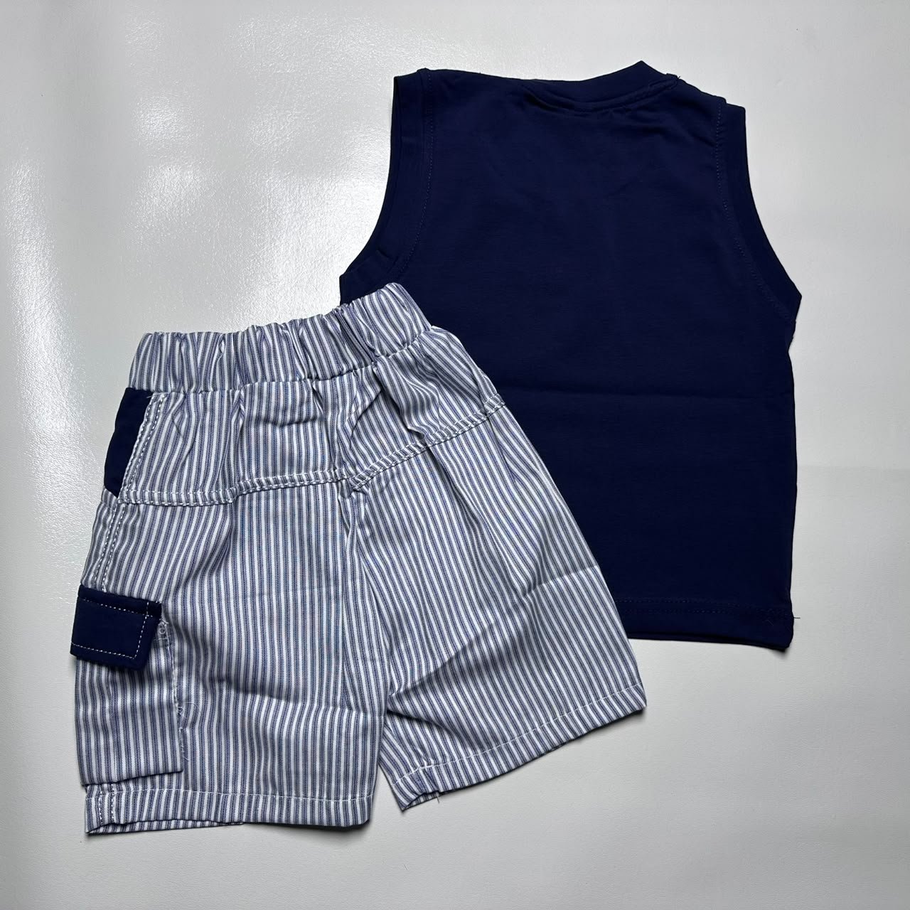 Kids Sleeveless Tank Top and Striped Shorts Set - Image 2