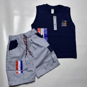 Kids Sleeveless Tank Top and Striped Shorts Set