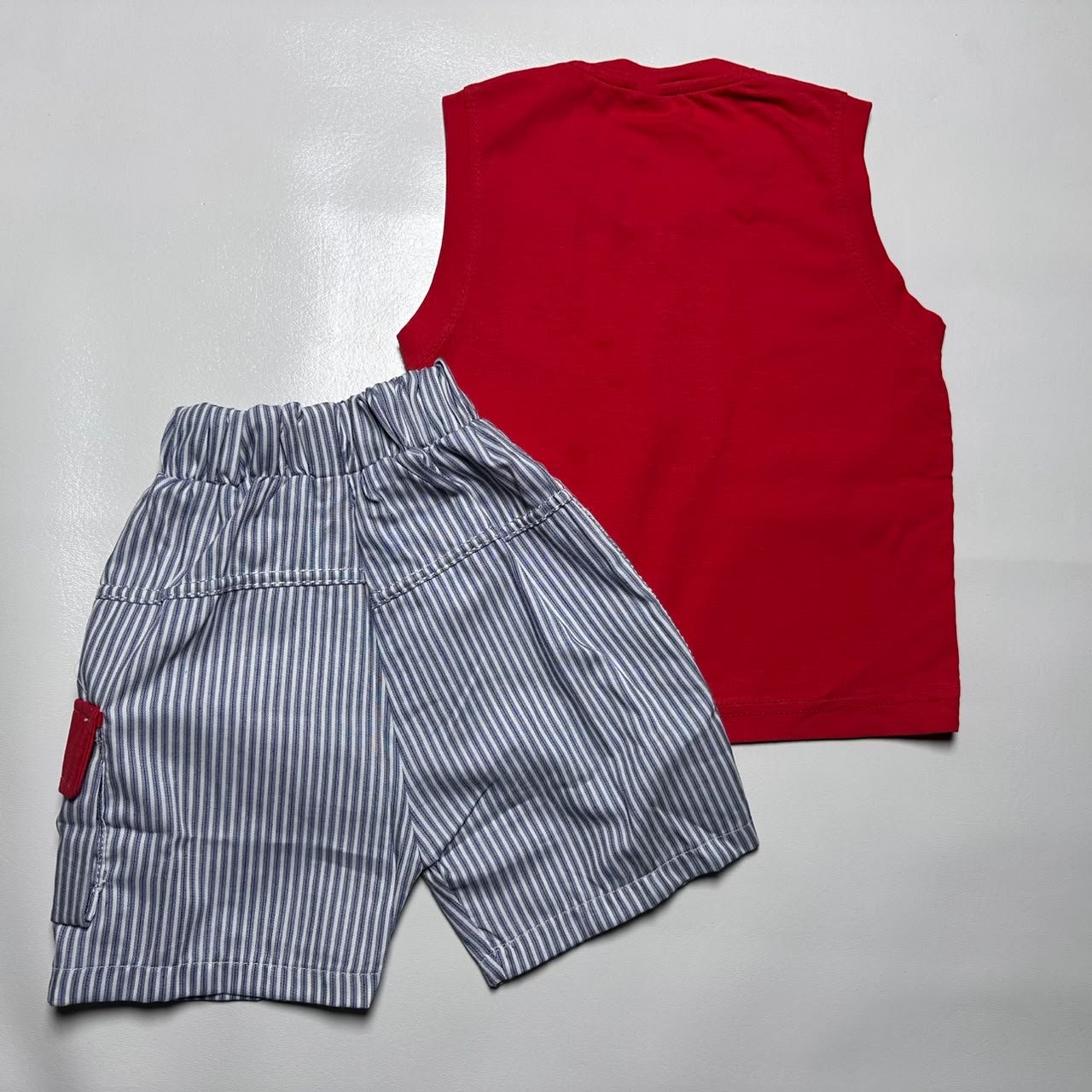 Kids Sleeveless Tank Top and Striped Shorts Set - Image 5