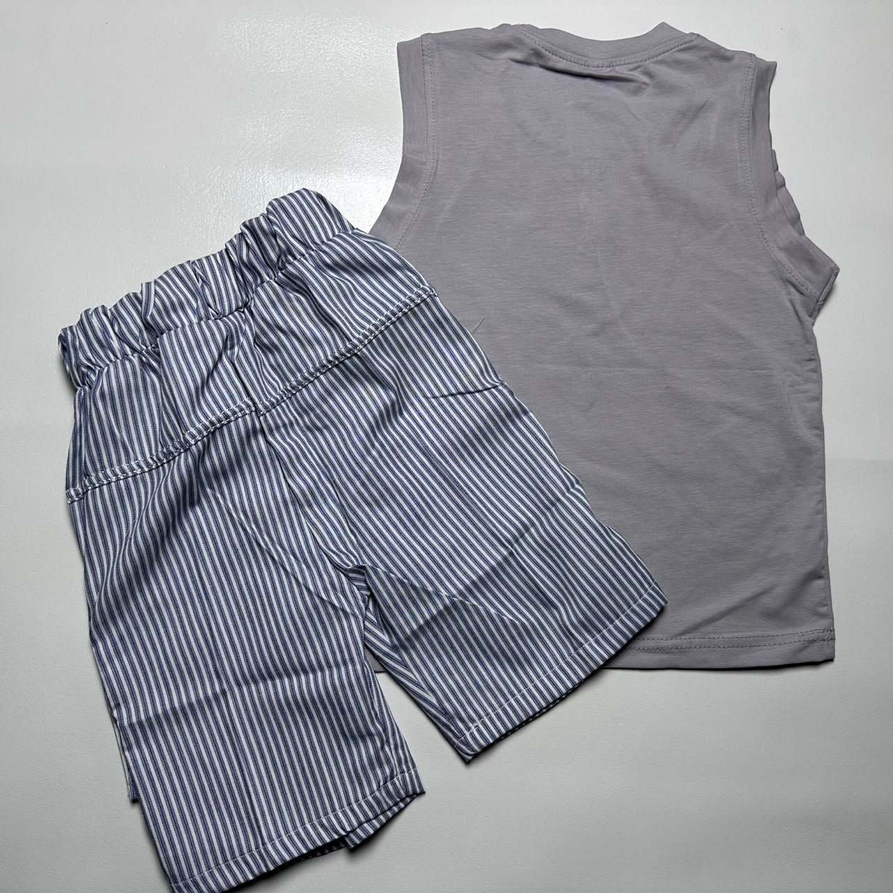 Kids Sleeveless Tank Top and Striped Shorts Set - Image 8