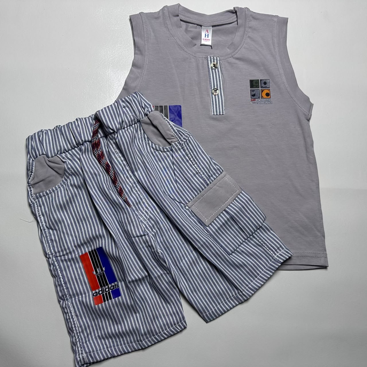Kids Sleeveless Tank Top and Striped Shorts Set - Image 7