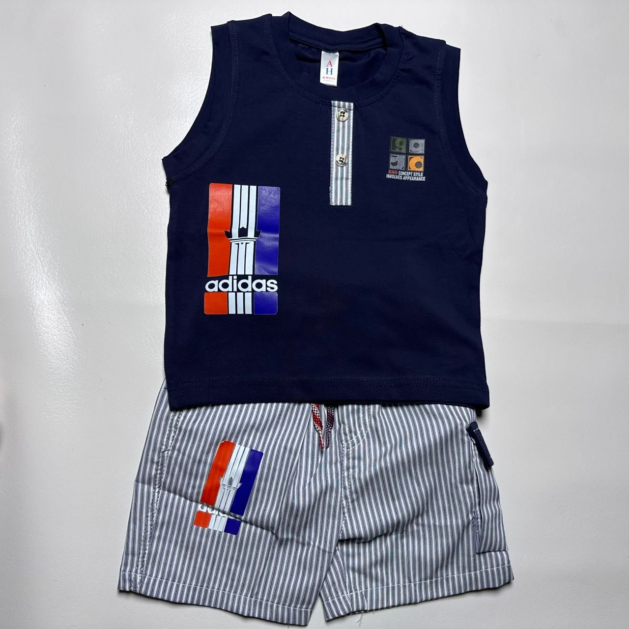 Kids Sleeveless Tank Top and Striped Shorts Set - Image 3
