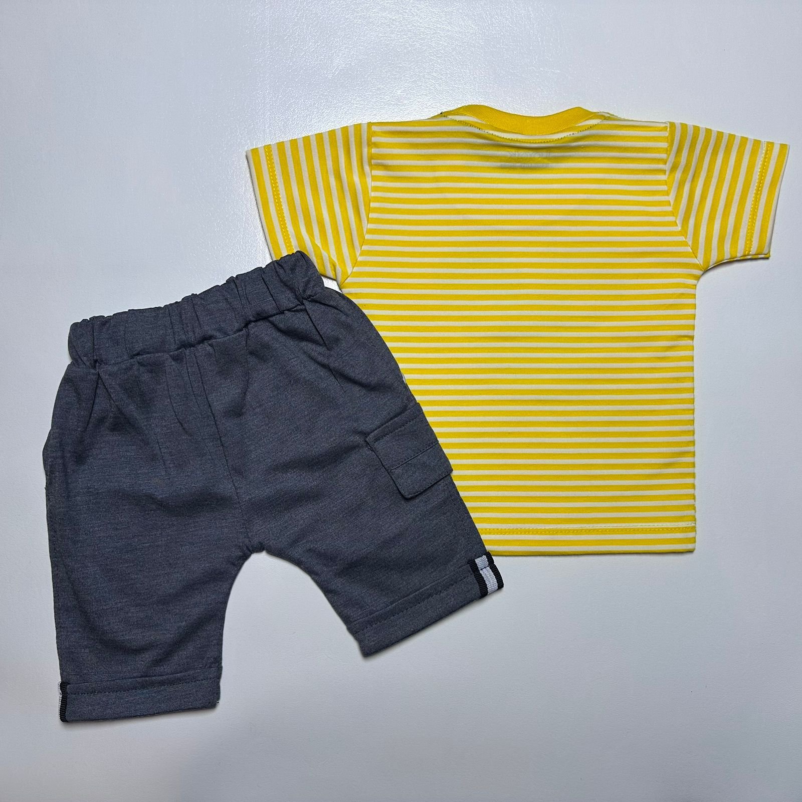 Red Striped Disneyland Mickey Mouse Outfit with Grey Shorts - Image 2