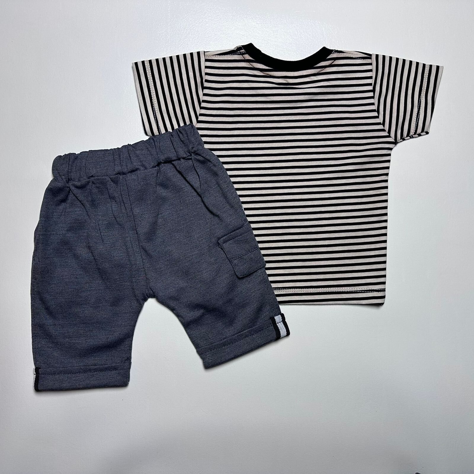 Red Striped Disneyland Mickey Mouse Outfit with Grey Shorts - Image 8