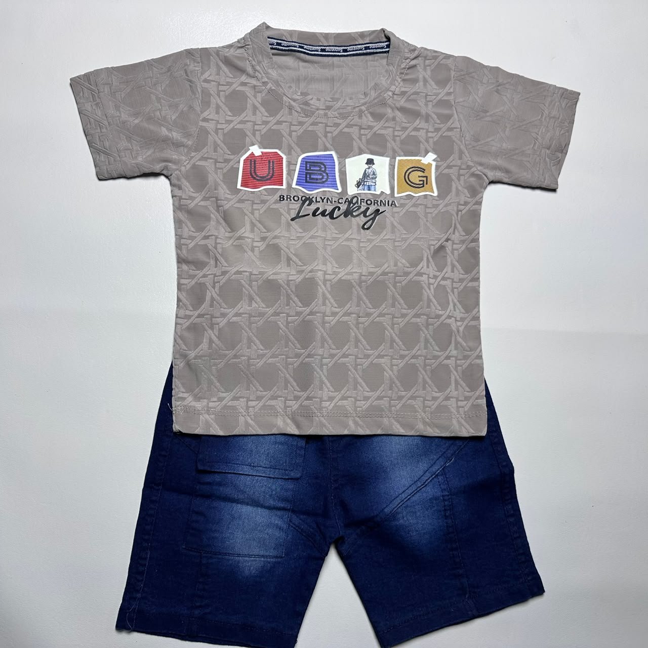 Kids "Brooklyn California" Graphic T-Shirt and Denim Shorts Set - Image 6