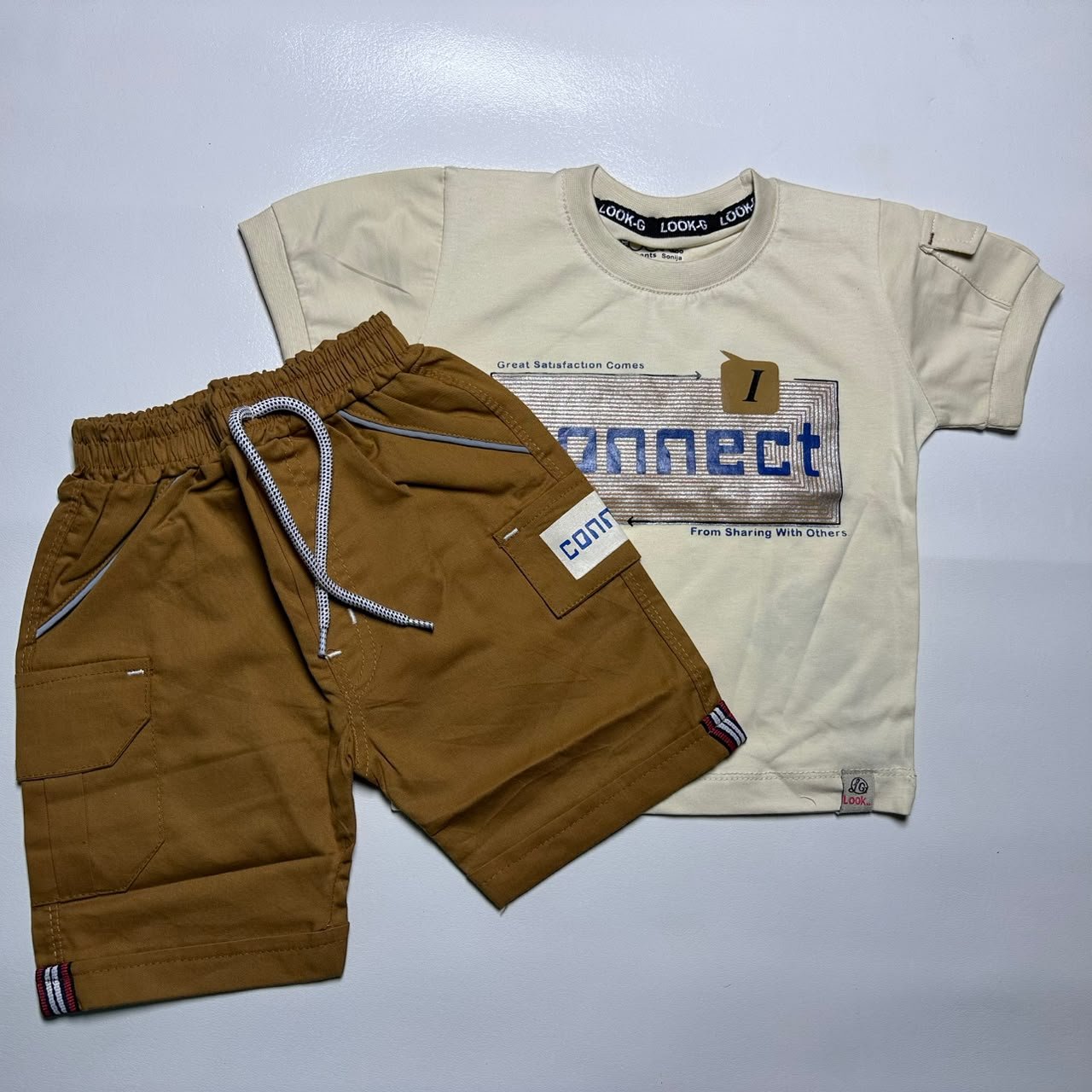 Kids Graphic T-Shirt and Cargo Shorts Set - Image 4