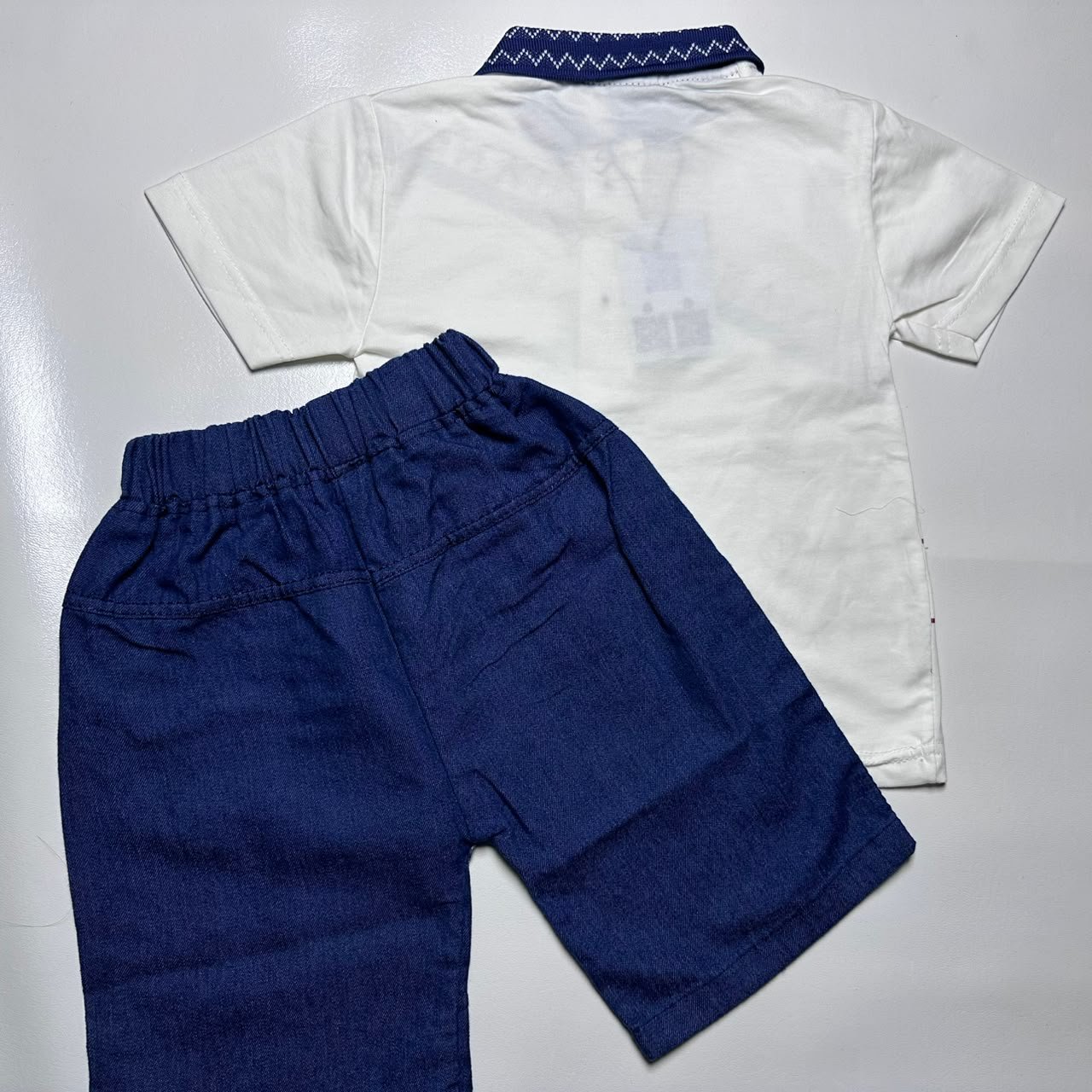 Kids Polo T-Shirt and Denim Shorts Set - Image 2