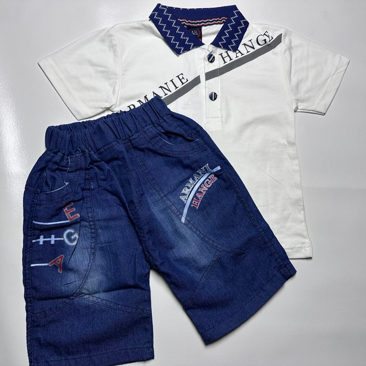 Kids Polo T-Shirt and Denim Shorts Set