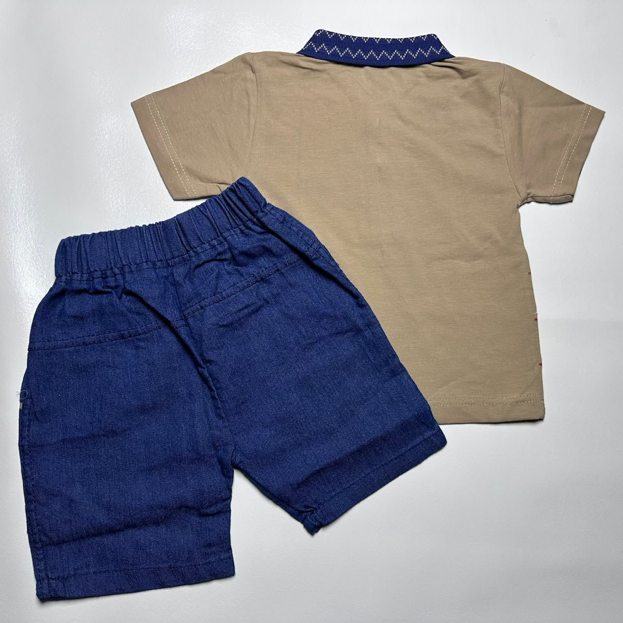 Kids Polo T-Shirt and Denim Shorts Set - Image 5
