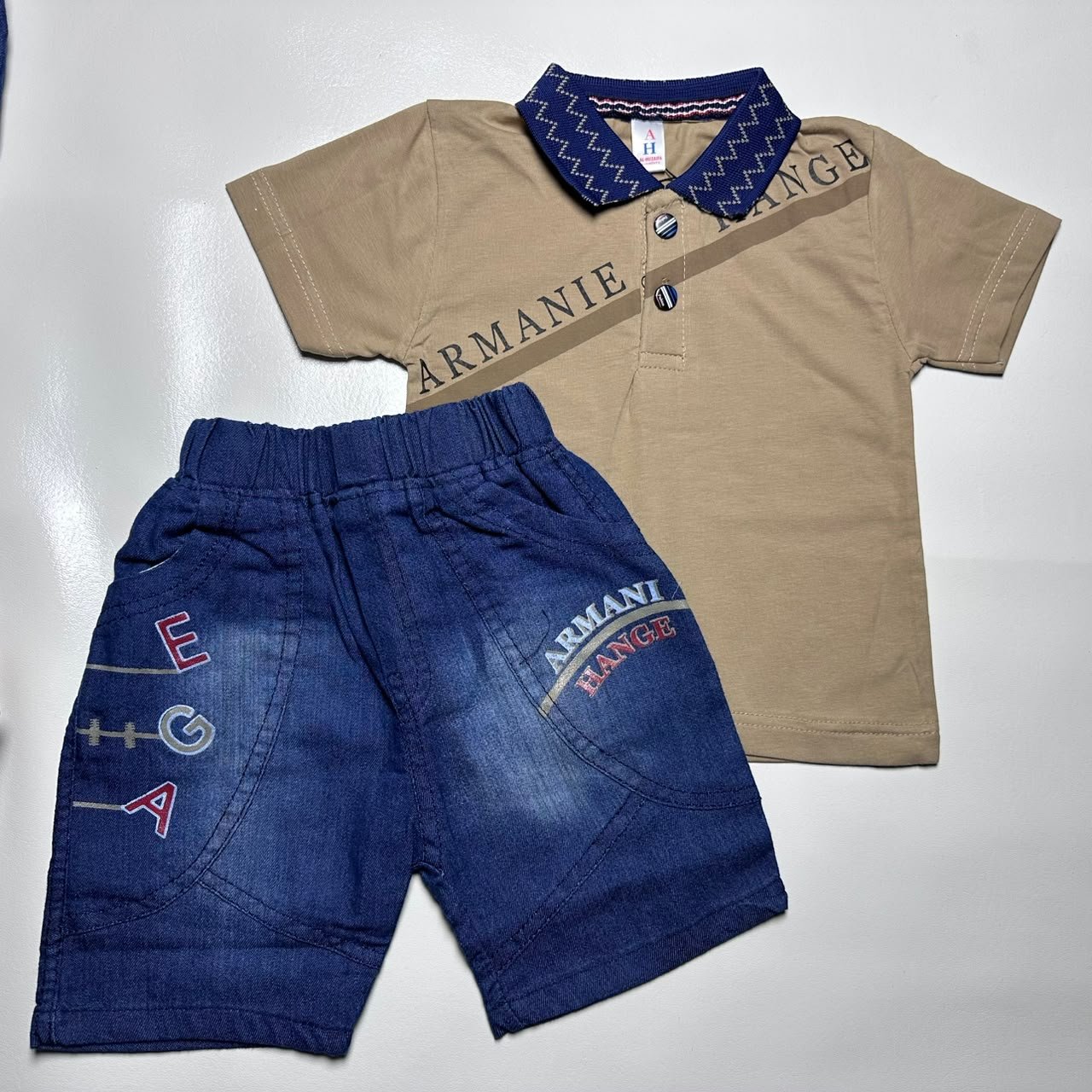 Kids Polo T-Shirt and Denim Shorts Set - Image 4