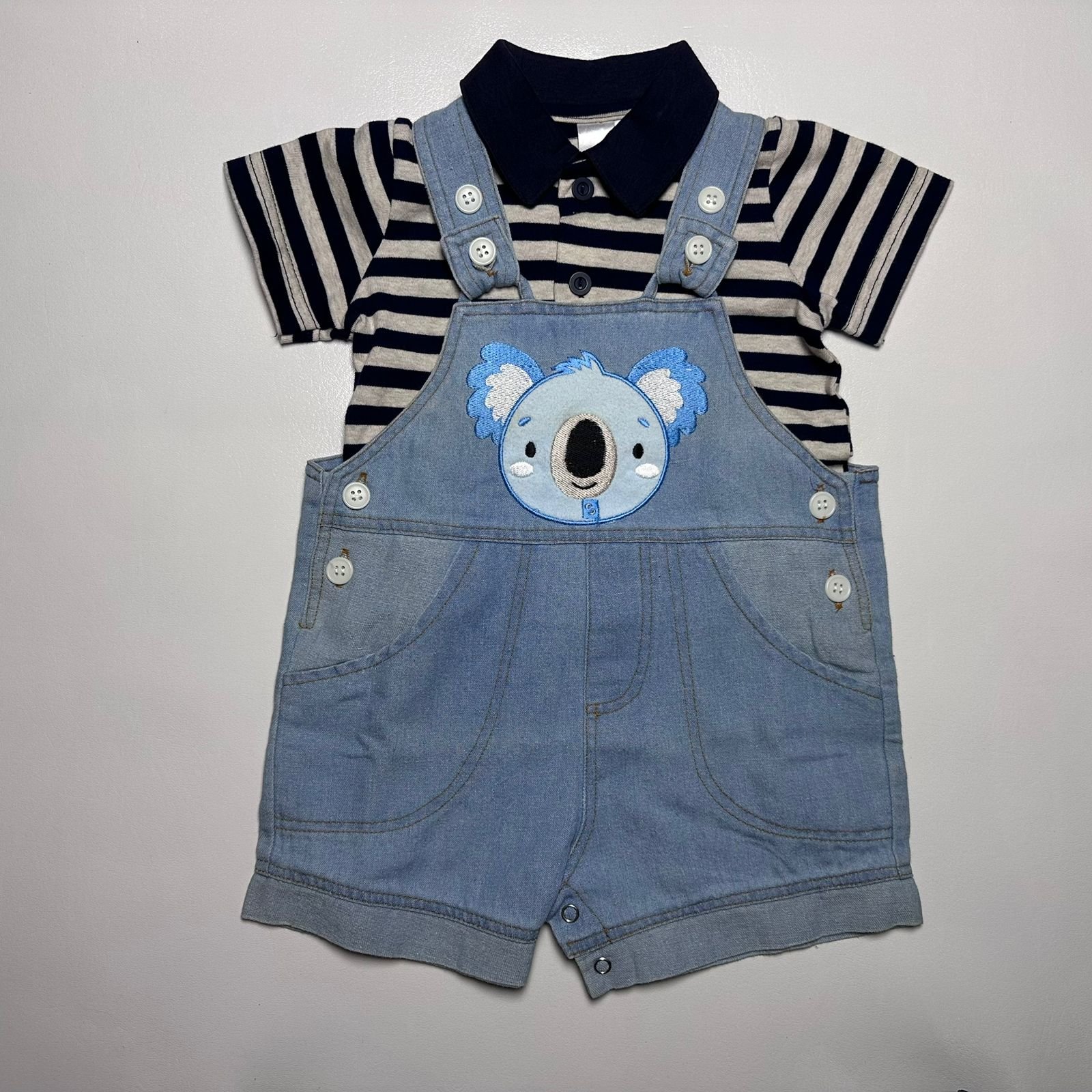 2-Piece Baby Boy Denim Romper Set - Image 3