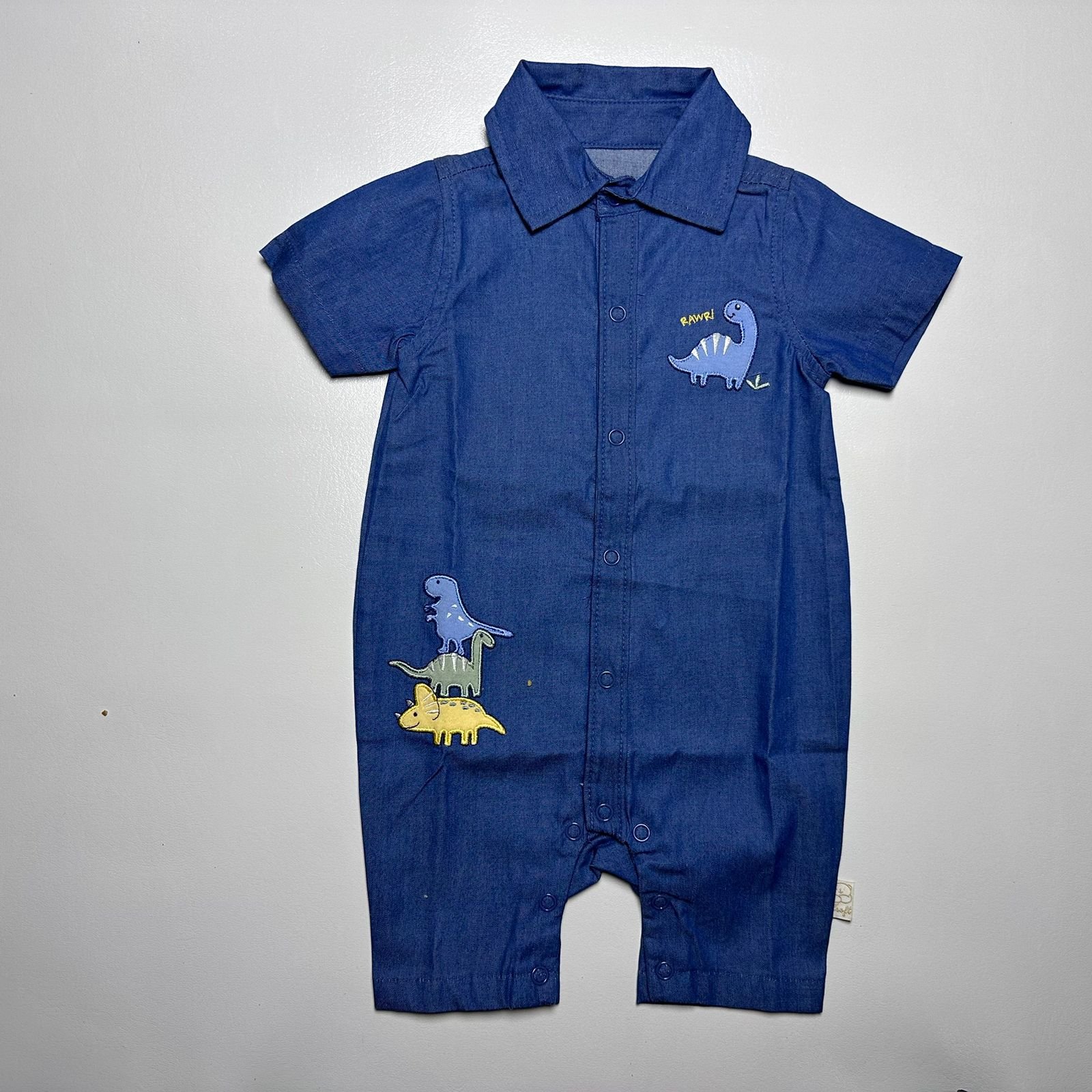 Blue Dinosaur Baby Romper