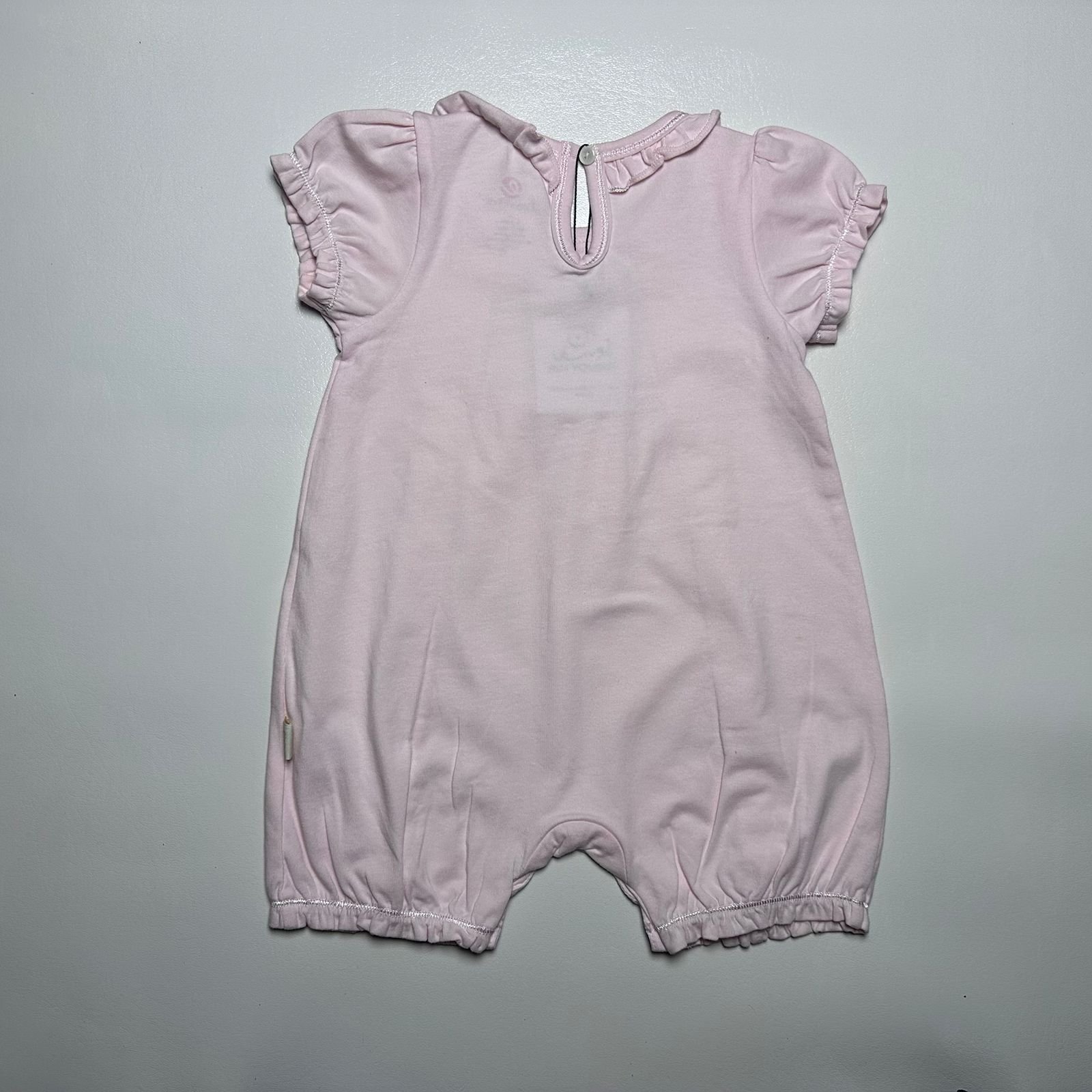 Pink Floral Bow Baby Romper - Image 2