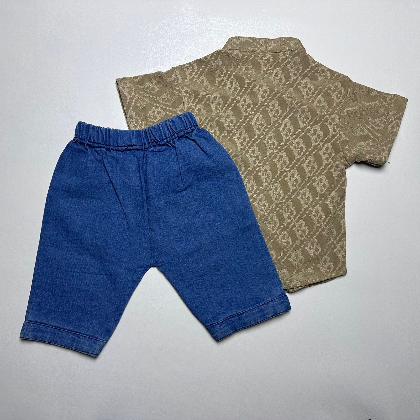 Boys Printed Button-Down Shirt and Denim Shorts Set - Image 5