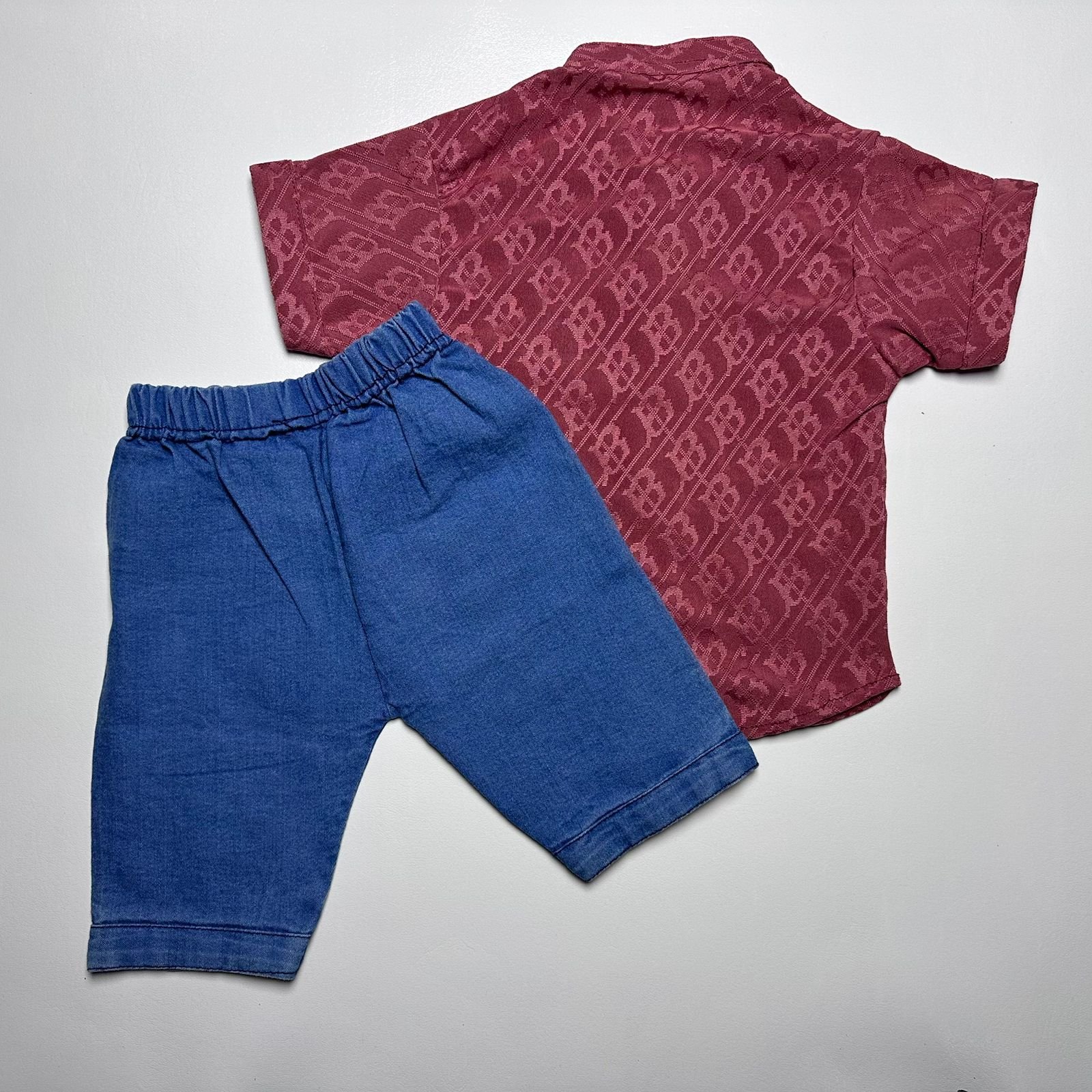 Boys Printed Button-Down Shirt and Denim Shorts Set - Image 2