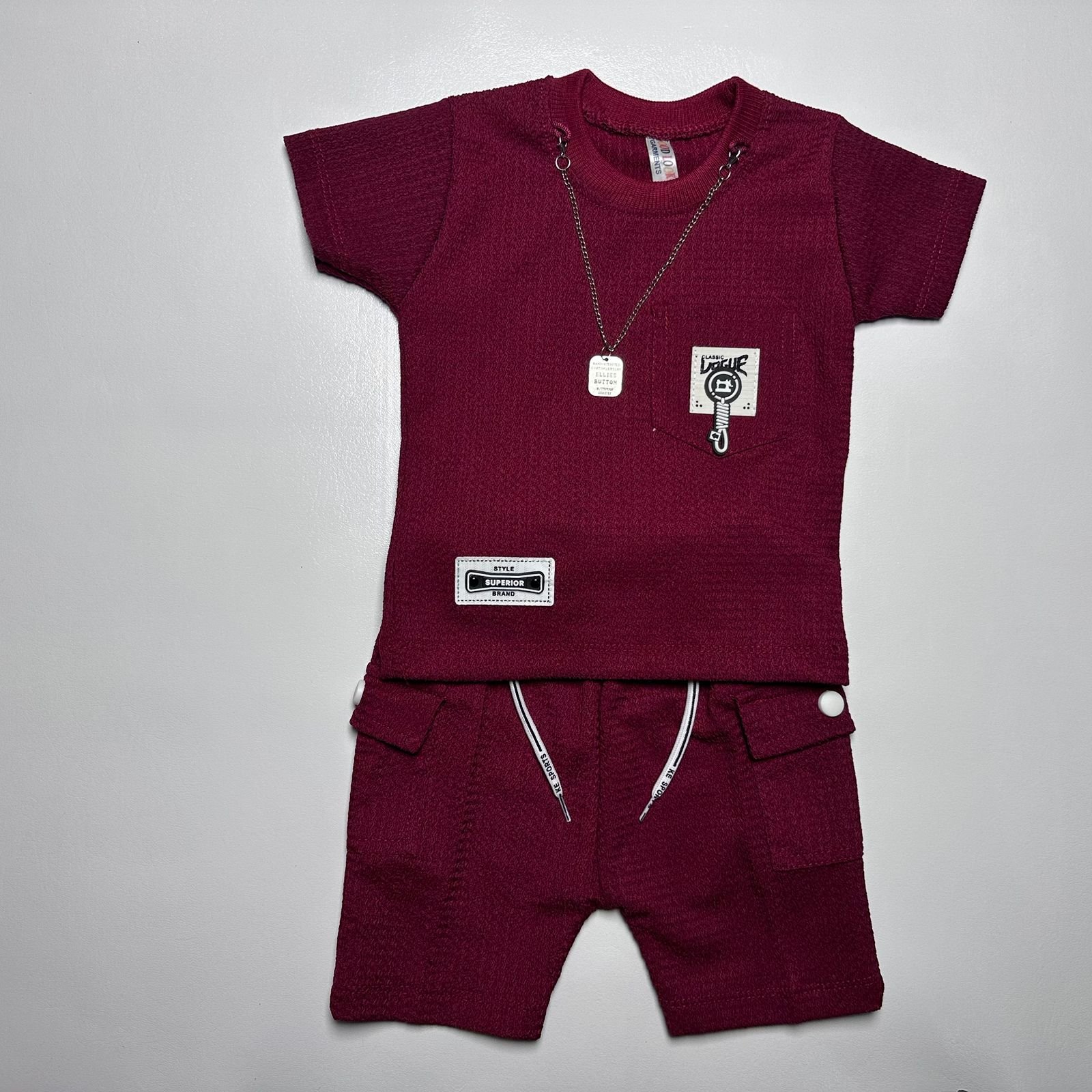 Boys Textured Chain-Accessory Tee and Cargo Shorts Set - Image 6