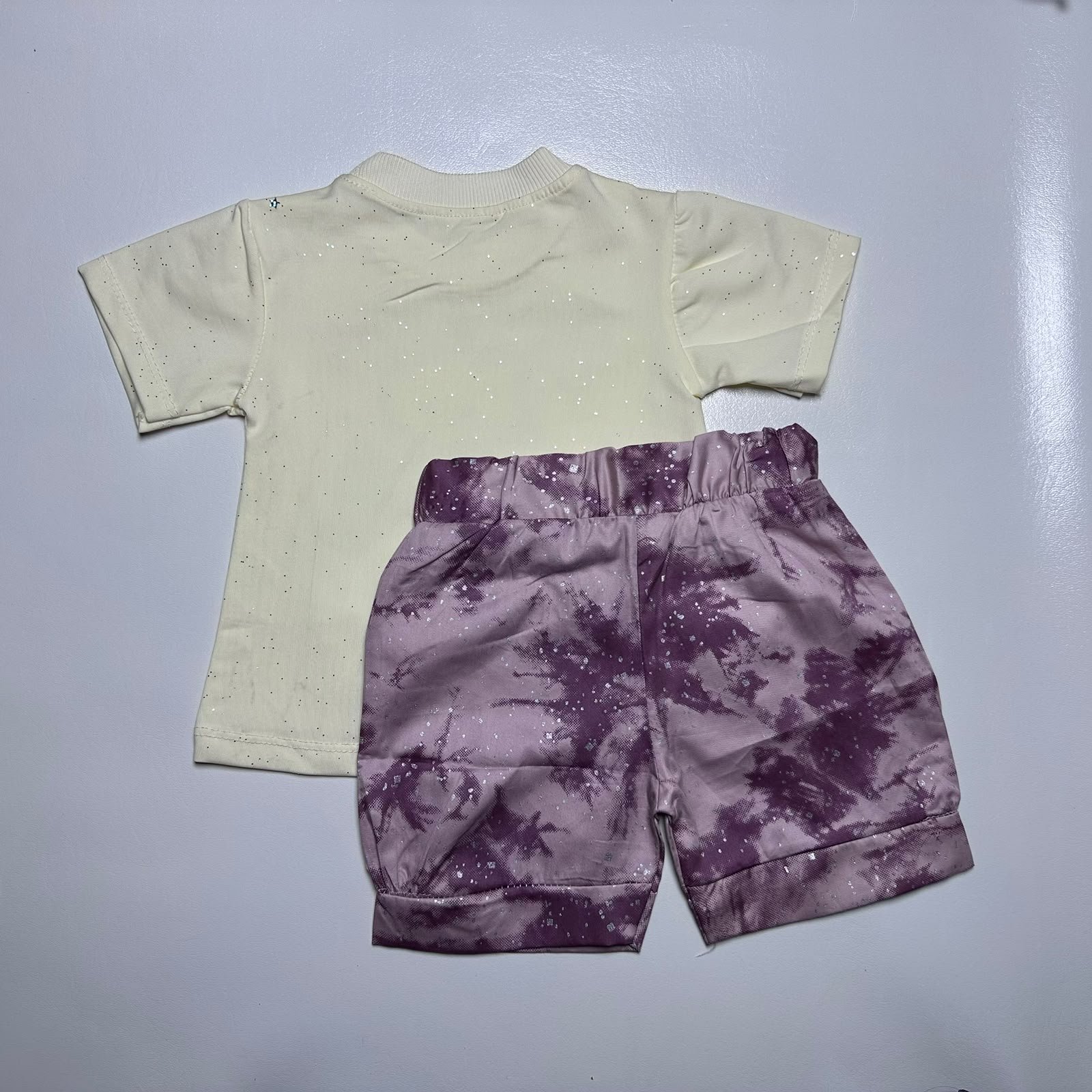 Cat Print T-Shirt and Tie-Dye Shorts Set - Image 8