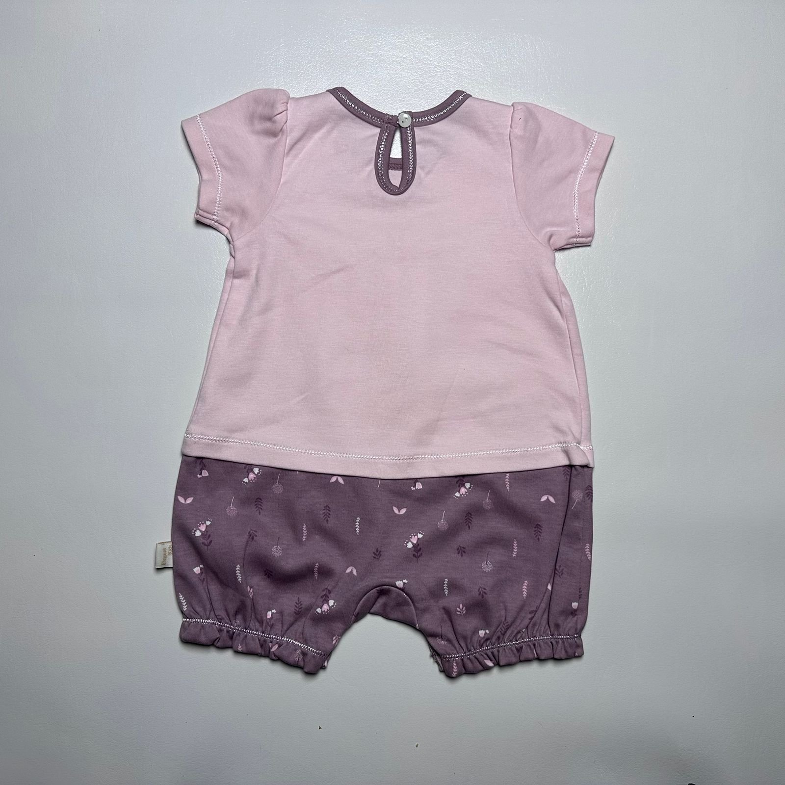 Pink Cat Print Baby Romper - Image 2
