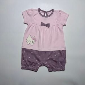 Pink Cat Print Baby Romper