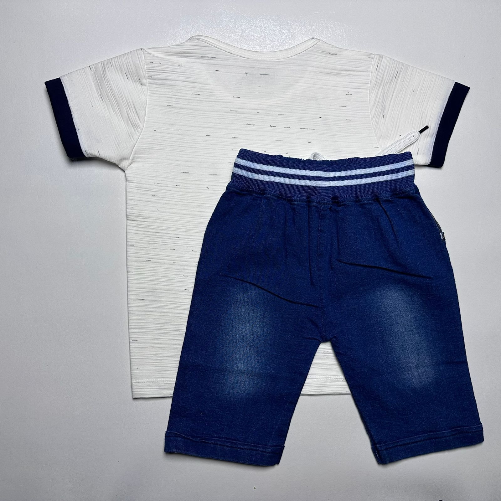 Baby Boy T-Shirt and Denim Shorts Set - Image 2