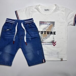 Baby Boy Printed T-Shirt and Denim Shorts Set