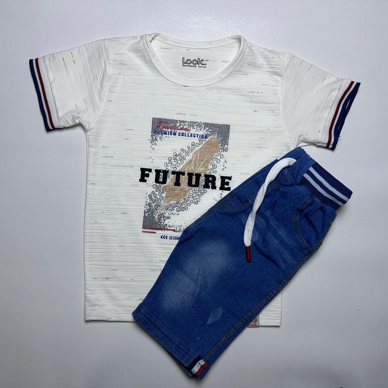 Baby Boy Printed T-Shirt and Denim Shorts Set - Image 3
