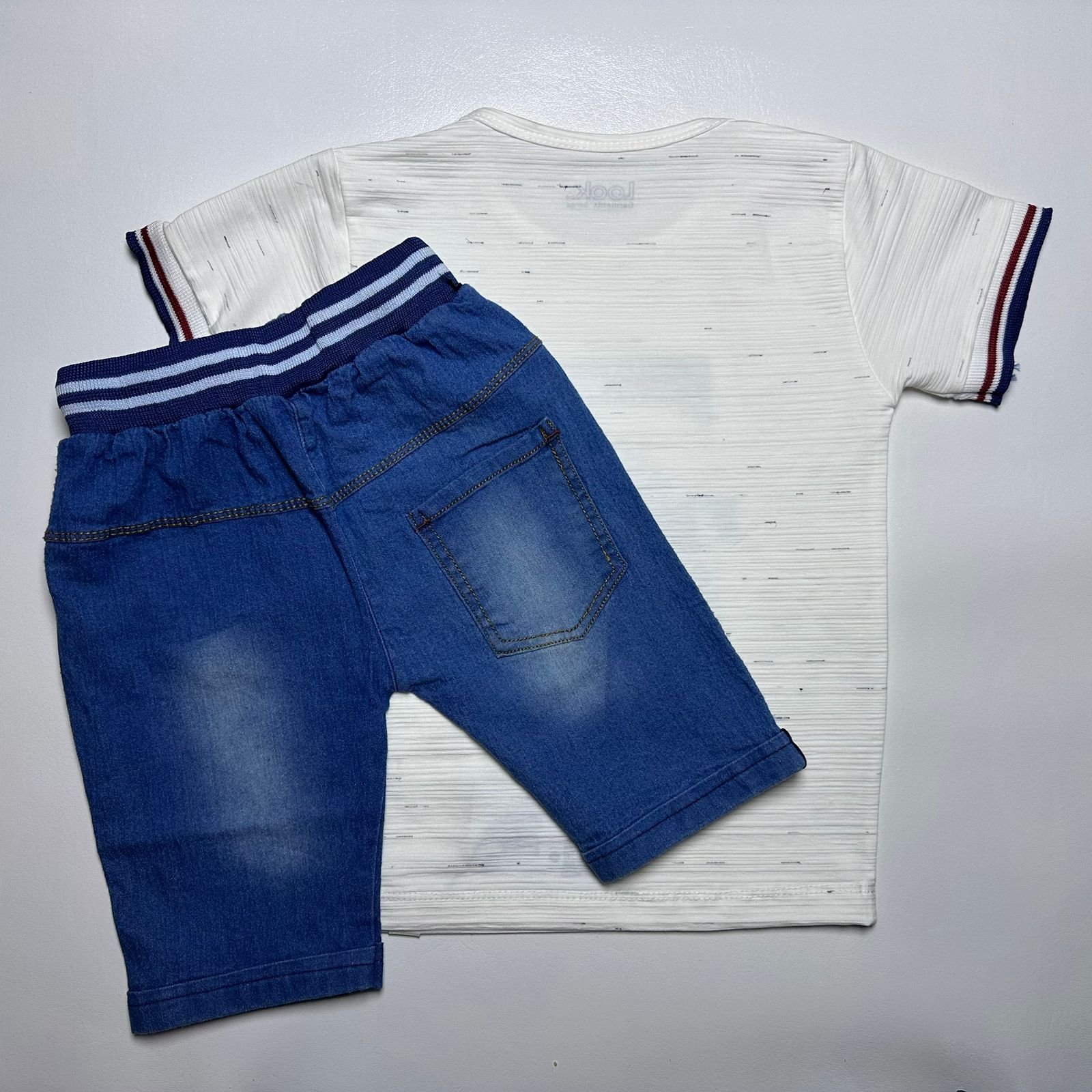 Baby Boy Printed T-Shirt and Denim Shorts Set - Image 2